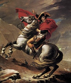 Contoh karya Lukis “Napoleon” karya Louis David Menggunakan Komposisi Diagonal