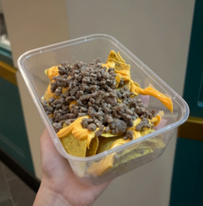 Nachos with Minced Beef and Cheese Sauce