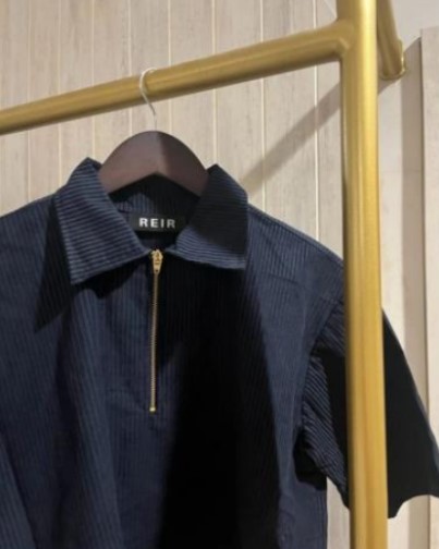 Corduroy Half Zip Navy