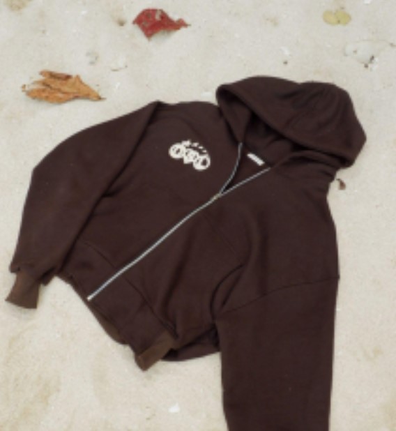 Hoodie Zipper Boxy Brown