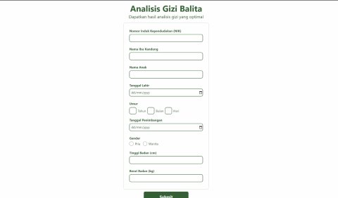 Aplikasi Deteksi Gizi Balita Pasien Puskesmas Sawah Besar Berbasis Web dan Data Mining