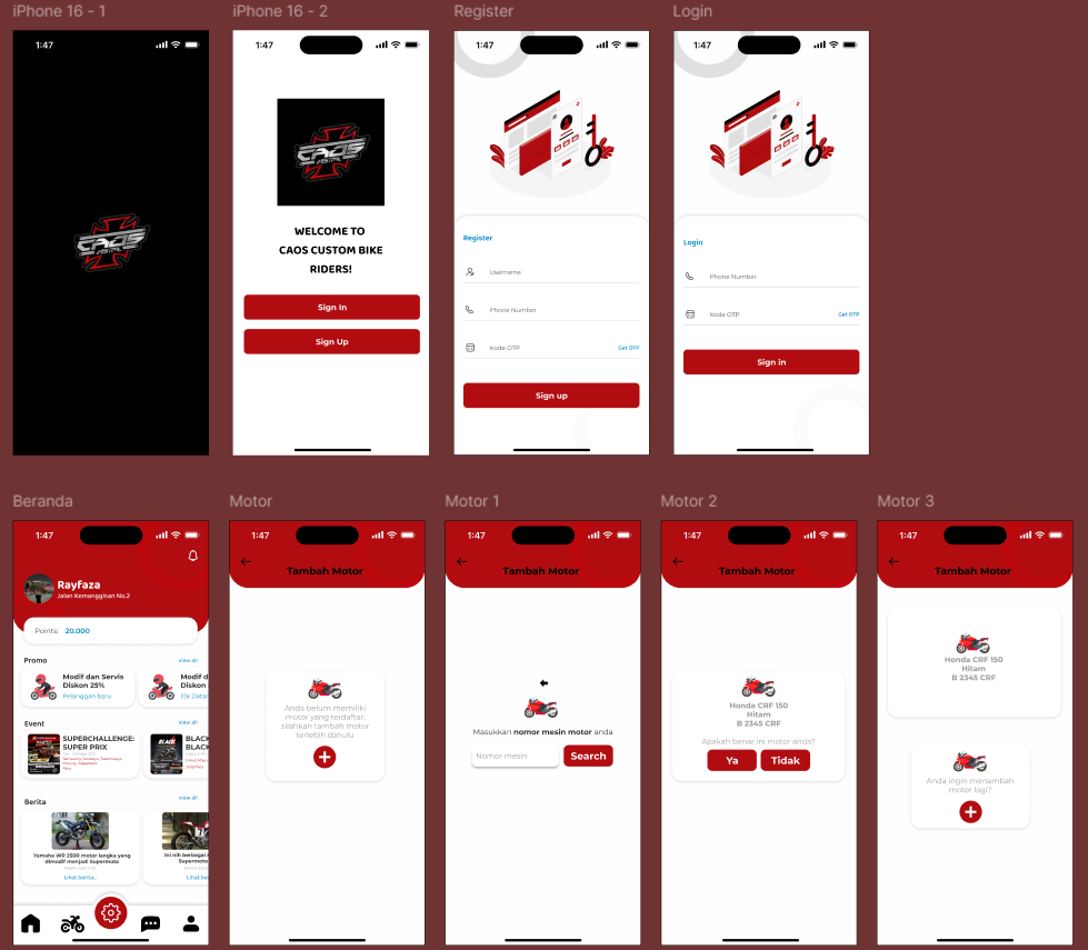 Sistem E-CRM Berupa Aplikasi Mobile Dan Website CAOS Custom Bike 