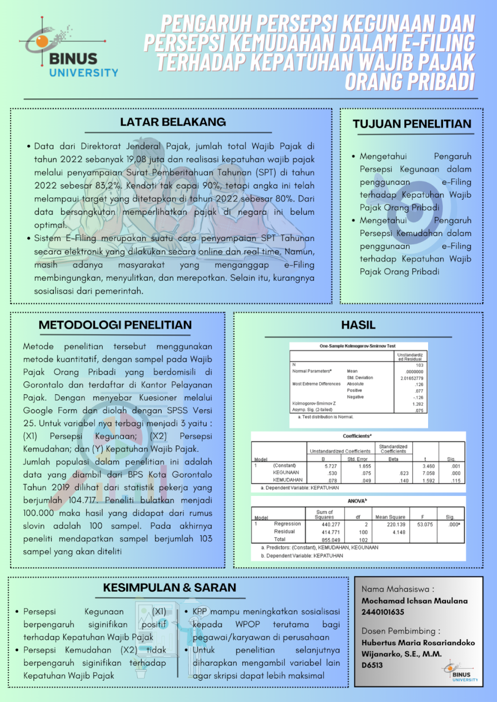 Pengaruh Persepsi Kegunaan dan Persepsi Kemudahan dalam E-Filing Terhadap Kepatuhan WPOP