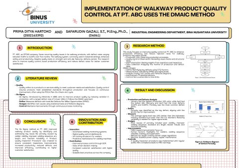 IMPLEMENTATION OF WALKWAY PRODUCT QUALITY CONTROL AT PT. ABC USES THE DMAIC  METHOD