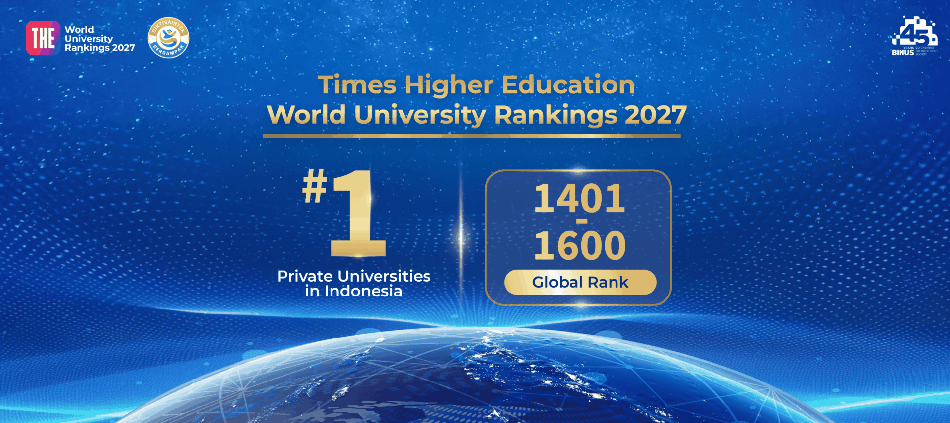 BINUS University Pertahankan Posisi sebagai Perguruan Tinggi Swasta #1 di Indonesia dalam Times Higher Education World University Rankings 2027