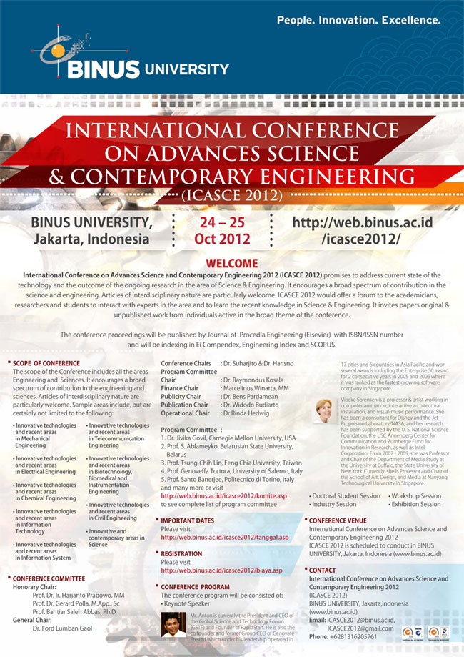 International Conference on Advances Science and Contemporary Engineering 2012 