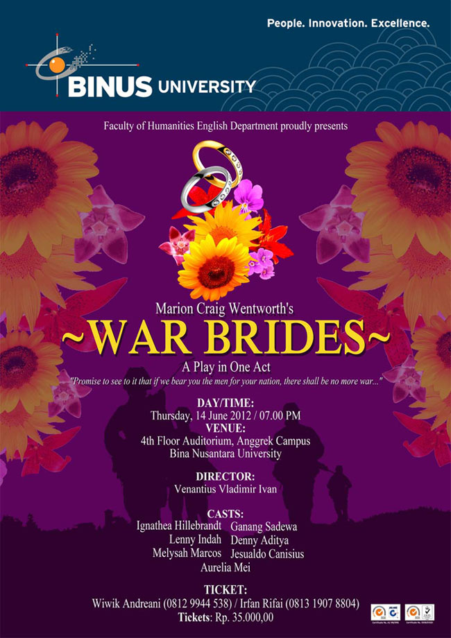 BINUS UNIVERSITY BINA NUSANTARA English Department present War-Brides